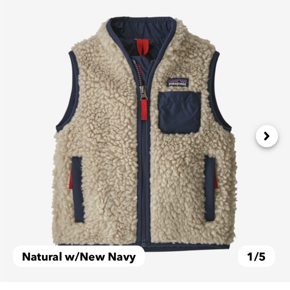 Patagonia Kids Natural and Navy Fleece Vest